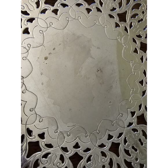 Vintage WILLIAM ADAMS Hand Crafted Silver Plate Pierced Trivet Tray Italy 7.5" - Picture 3 of 8